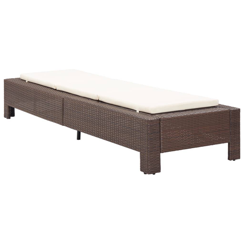 Helloshop26 - Transat chaise longue bain de soleil avec coussin marron résine tressée - Imagen 2