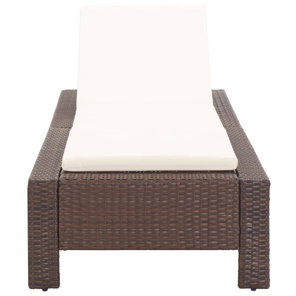 Helloshop26 - Transat chaise longue bain de soleil avec coussin marron résine tressée - Imagen 4