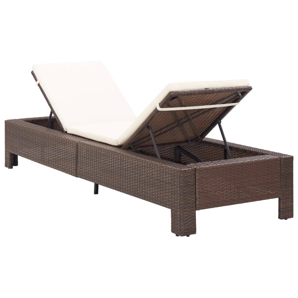 Helloshop26 - Transat chaise longue bain de soleil avec coussin marron résine tressée - Imagen 5