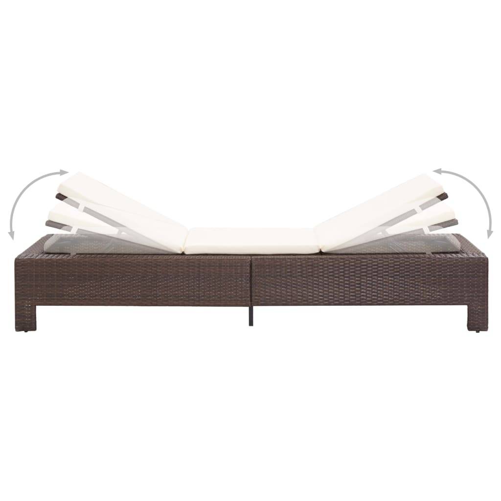 Helloshop26 - Transat chaise longue bain de soleil avec coussin marron résine tressée - Imagen 6