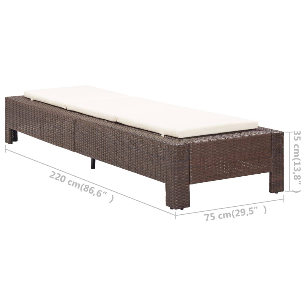 Helloshop26 - Transat chaise longue bain de soleil avec coussin marron résine tressée - Imagen 8