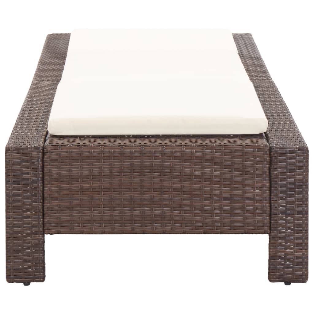 Helloshop26 - Transat chaise longue bain de soleil avec coussin marron résine tressée - Imagen 3