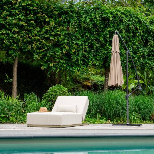 Wilsa Garden - Parasol de jardin déporté 270 cm acier taupe avec pied - Imagen 3