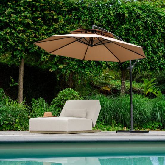 Wilsa Garden - Parasol de jardin déporté 270 cm acier taupe avec pied - Imagen 1