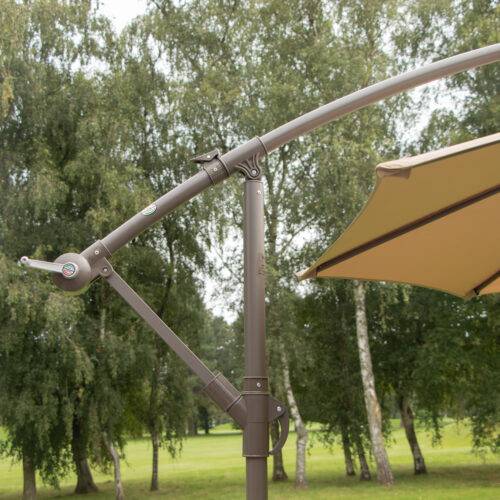 Wilsa Garden - Parasol de jardin déporté 270 cm acier taupe avec pied - Imagen 6