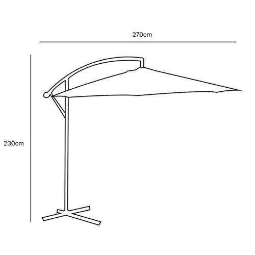Wilsa Garden - Parasol de jardin déporté 270 cm acier taupe avec pied - Imagen 10