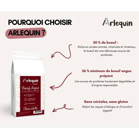 CROQUETTE CHIEN SANS CÉRÉALES ARLEQUIN ORIGINELLE BŒUF ANGUS 2 kg - Image 3
