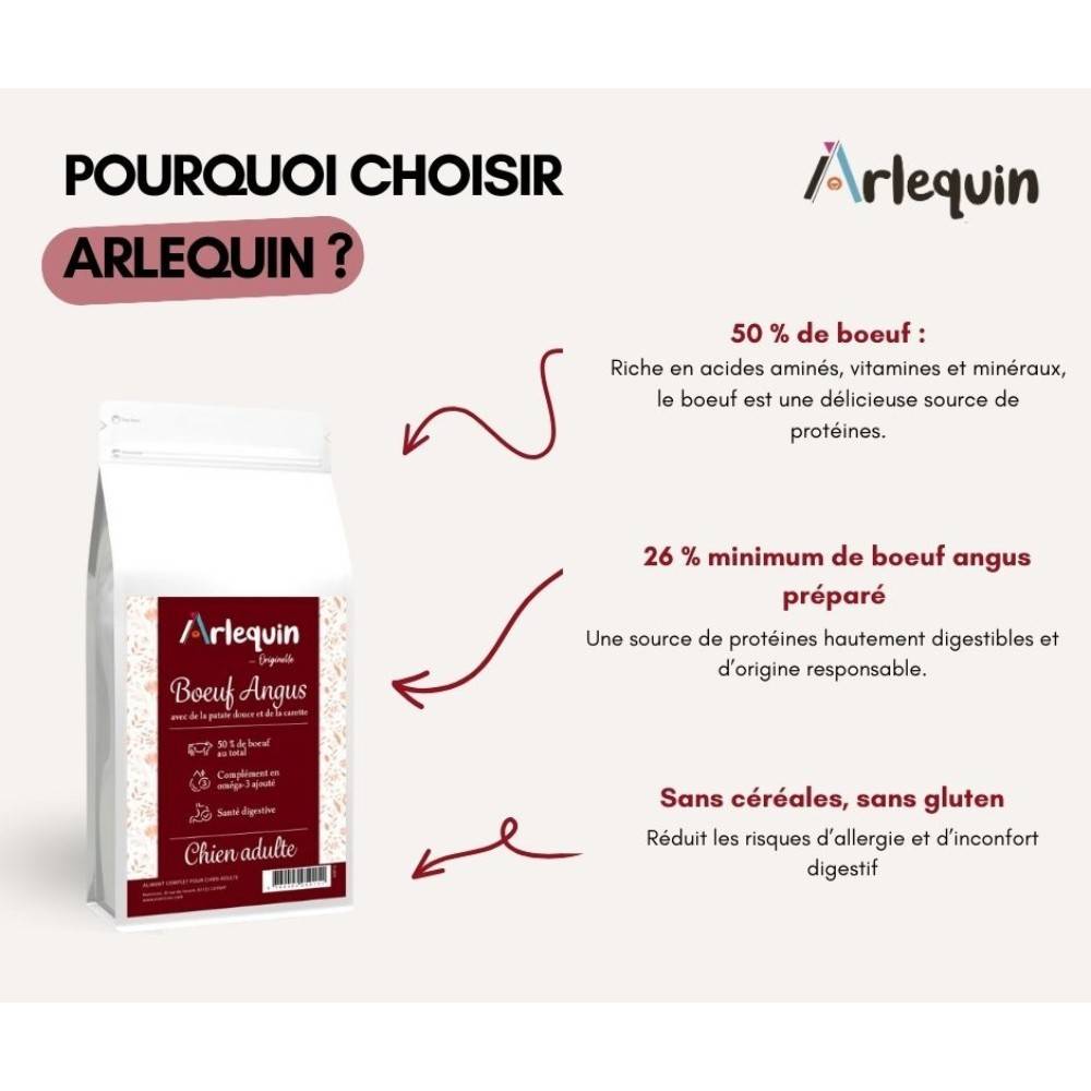 CROQUETTE CHIEN SANS CÉRÉALES ARLEQUIN ORIGINELLE BŒUF ANGUS 2 kg - Image 3