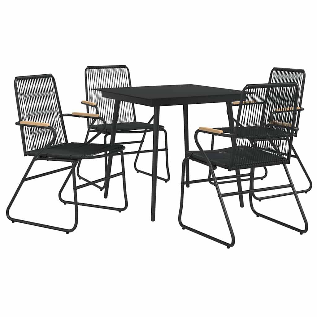 Vidaxl - Ensemble à manger de jardin 5 pcs-Salons de jardin Noir Rotin PVC 562675 - Image 3