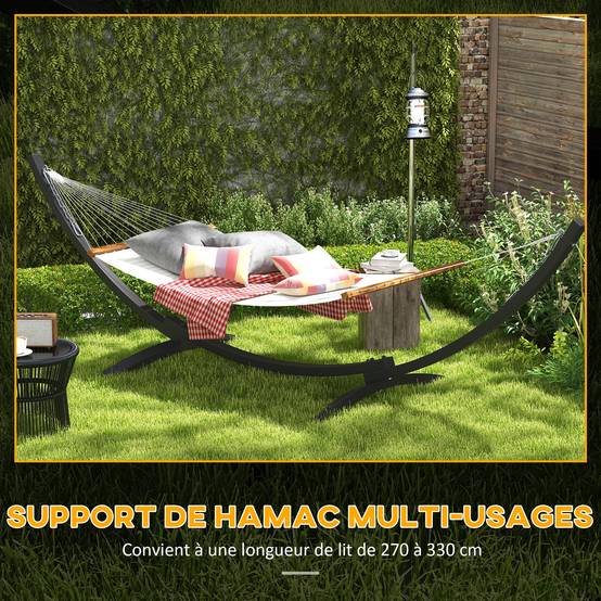 Support Pied de hamac Structure Robuste métal époxy, longueur 360 cm pour hamacs de 270 à 330 cm, gris - Image 7