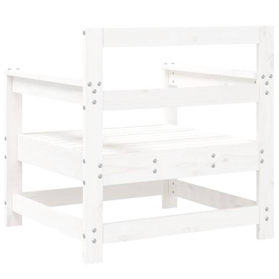 Lot de 2 Chaises de jardin - Chaises d'extérieur - Fauteuils de jardin blanc bois massif de pin-JU12771 - Image 6