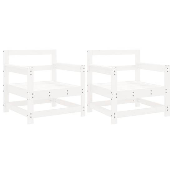 Lot de 2 Chaises de jardin - Chaises d'extérieur - Fauteuils de jardin blanc bois massif de pin-JU12771 - Image 1