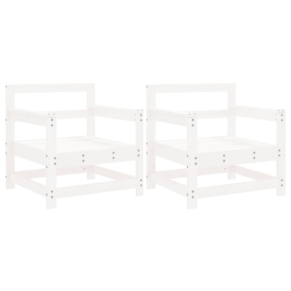 Lot de 2 Chaises de jardin - Chaises d'extérieur - Fauteuils de jardin blanc bois massif de pin-JU12771 - Image 1