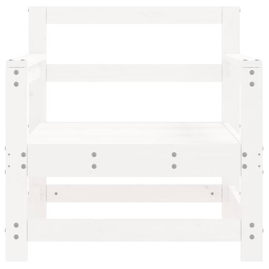 Lot de 2 Chaises de jardin - Chaises d'extérieur - Fauteuils de jardin blanc bois massif de pin-JU12771 - Image 4