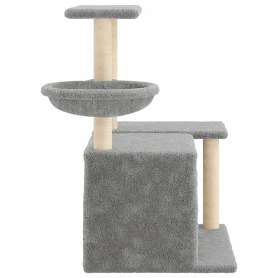 Arbre à chat bois d'ingénierie et sisal gris clair 84.5 x 57 x 83 cm - PANGIVO - Image 5