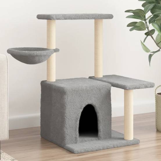 Arbre à chat bois d'ingénierie et sisal gris clair 84.5 x 57 x 83 cm - PANGIVO - Image 1