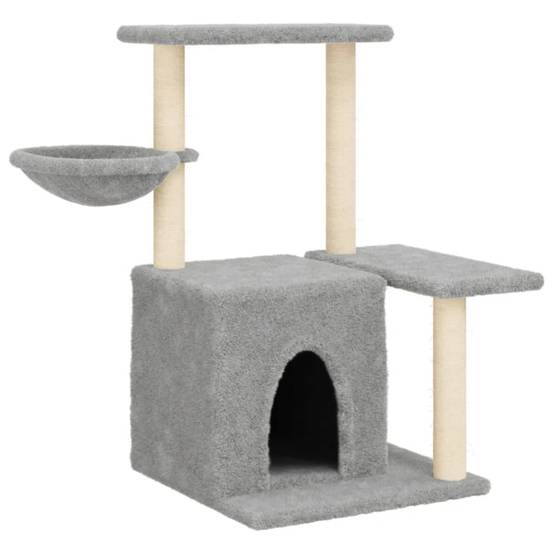 Arbre à chat bois d'ingénierie et sisal gris clair 84.5 x 57 x 83 cm - PANGIVO - Image 2