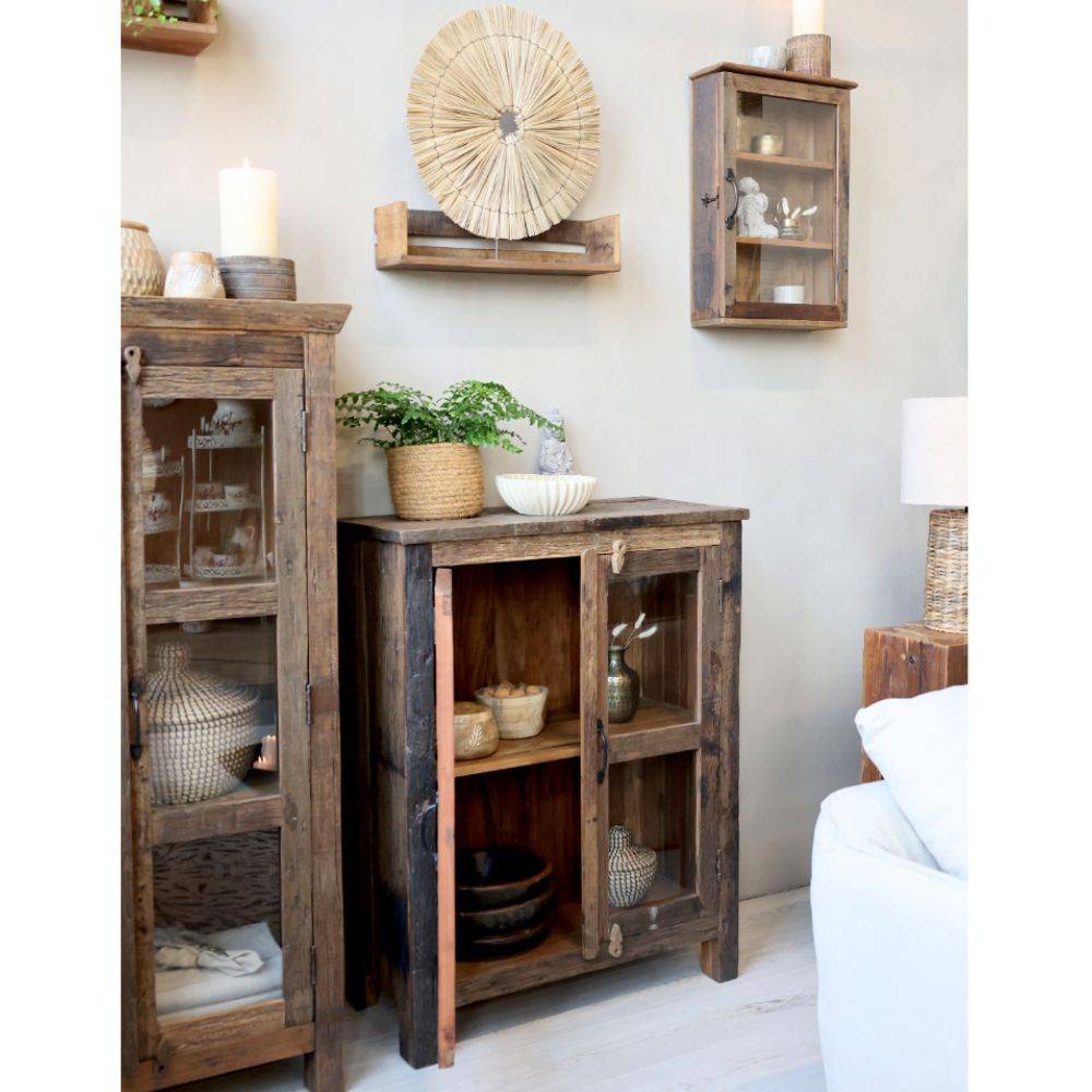 Chemin De Campagne - Armoire buffet vaisselier 2 portes rangement cuisine bois marron 100cm Chemin de campagne - Imagen 4
