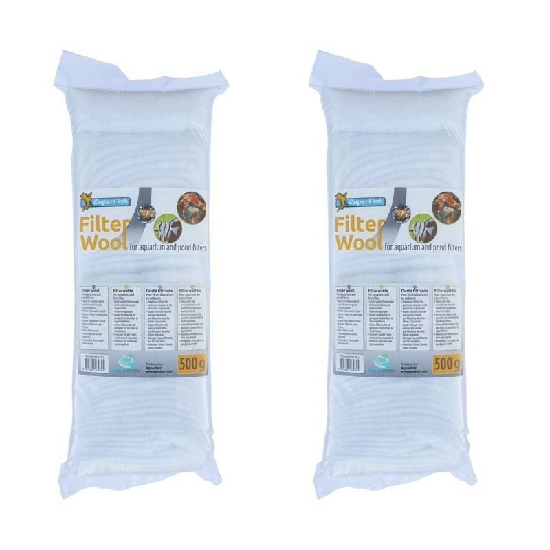 2 Ouates - Perlon blanc 500 gr pour filtre d'aquarium