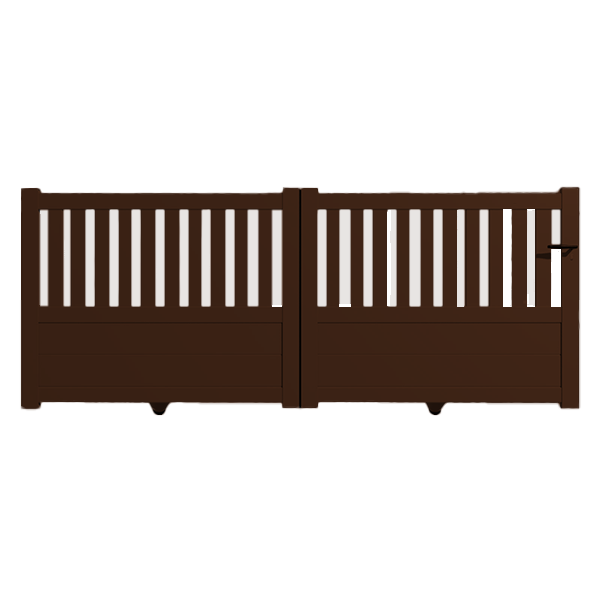 Portail Packit - Portail alu coulissant semi-ajouré en kit dim. L.4000 (entre piliers) X H.1300 mm  Marron (RAL 1247)