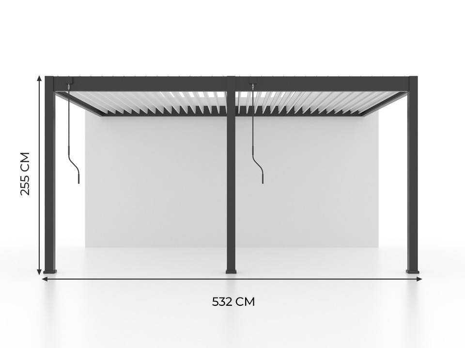 Pergola Bioclimatique Aluminium Adossée 19m² - 3,6x5,3 - Panneaux Vénitiens - Anthracite - 34 lames en Aluminium a 120 degrés - Imagen 6