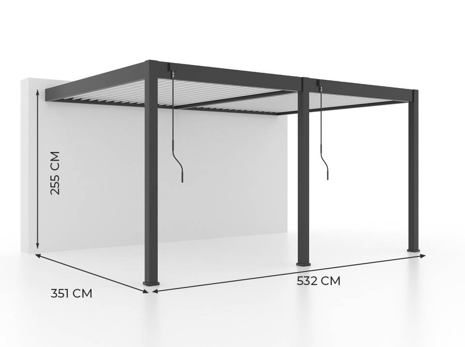 Pergola Bioclimatique Aluminium Adossée 19m² - 3,6x5,3 - Panneaux Vénitiens - Anthracite - 34 lames en Aluminium a 120 degrés - Imagen 7