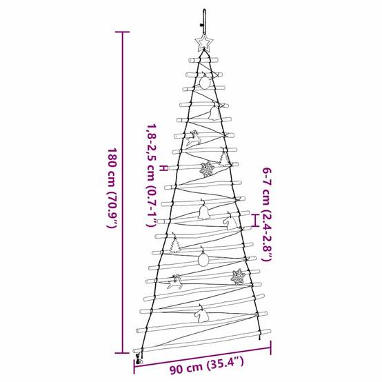 ComfortXL - Grand Sapin de Noël Mural en Frêne Massif Lumineux LED pour Salon ou Terrasse 180 cm – ComfortXL Outdoor Living - Image 8