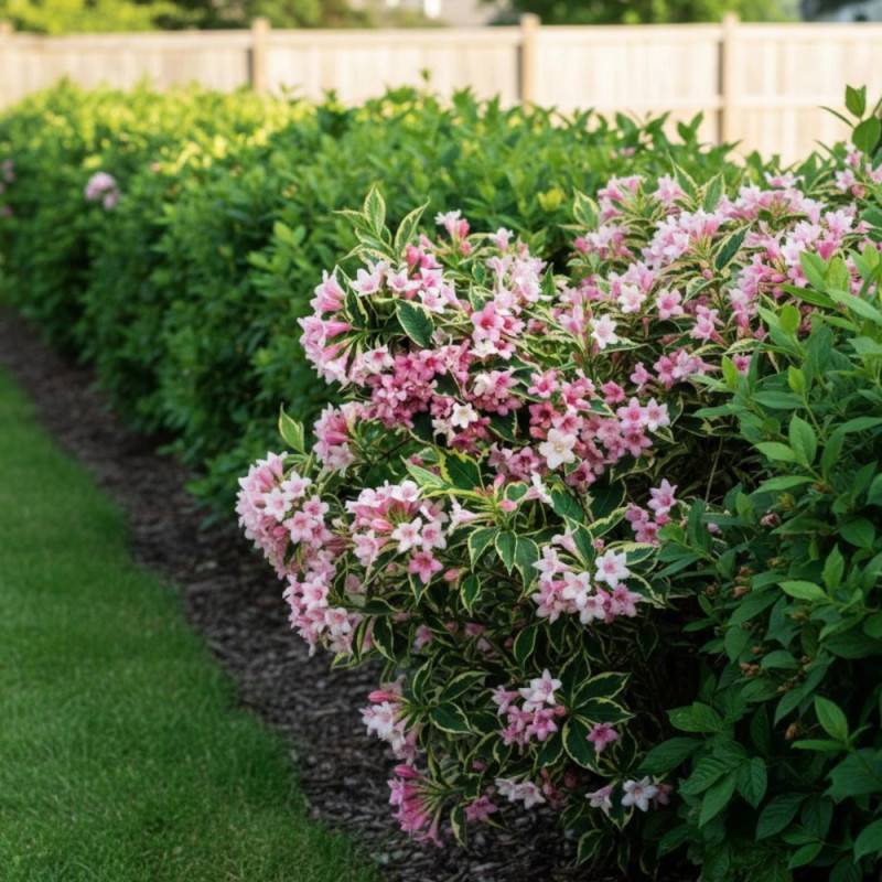 Weigela nain panaché, Weigelia à fleurs Rose - feuillage Caduc - Pot de 7,5L - 40/60 cm-  hauteur à maturité De 1,00 m à 1,50 m - Imagen 5