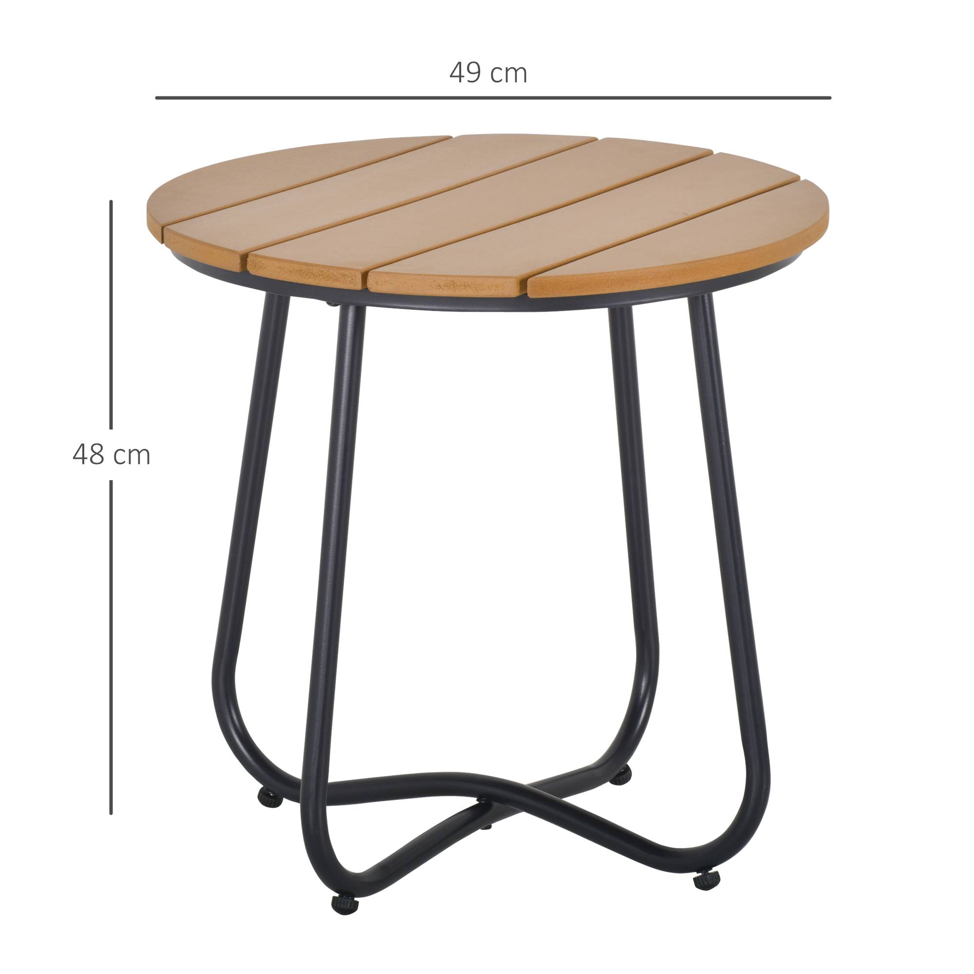 ComfortXL - Petite table basse de jardin ronde acier balcon plateau lattes Ø49x48cm marron - ComfortXL Outdoor Living - Image 5