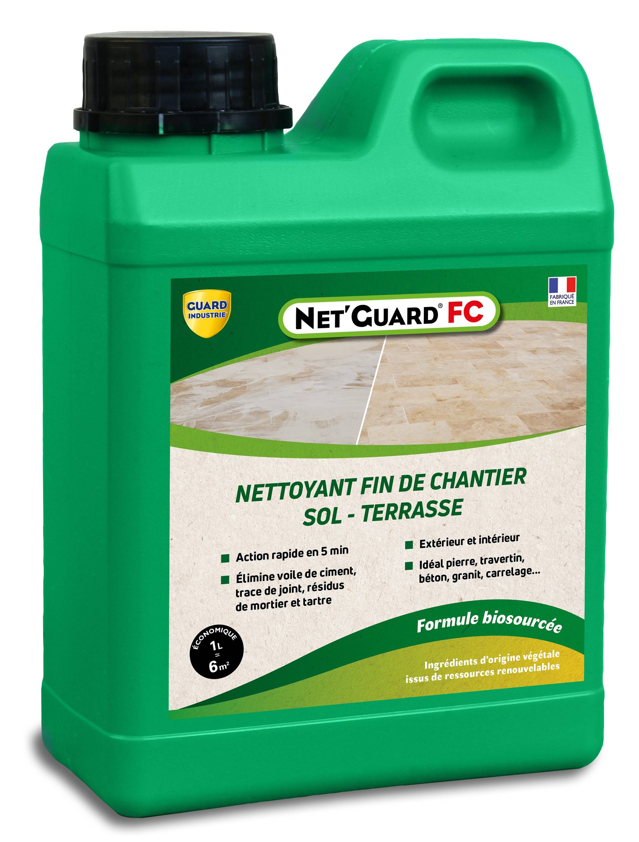Nettoyant Laitances Ciment Joint Trace Blanche Net Guard Fin Chantier Formule Végétale 10 Min Toute Pierre 1L 6m2