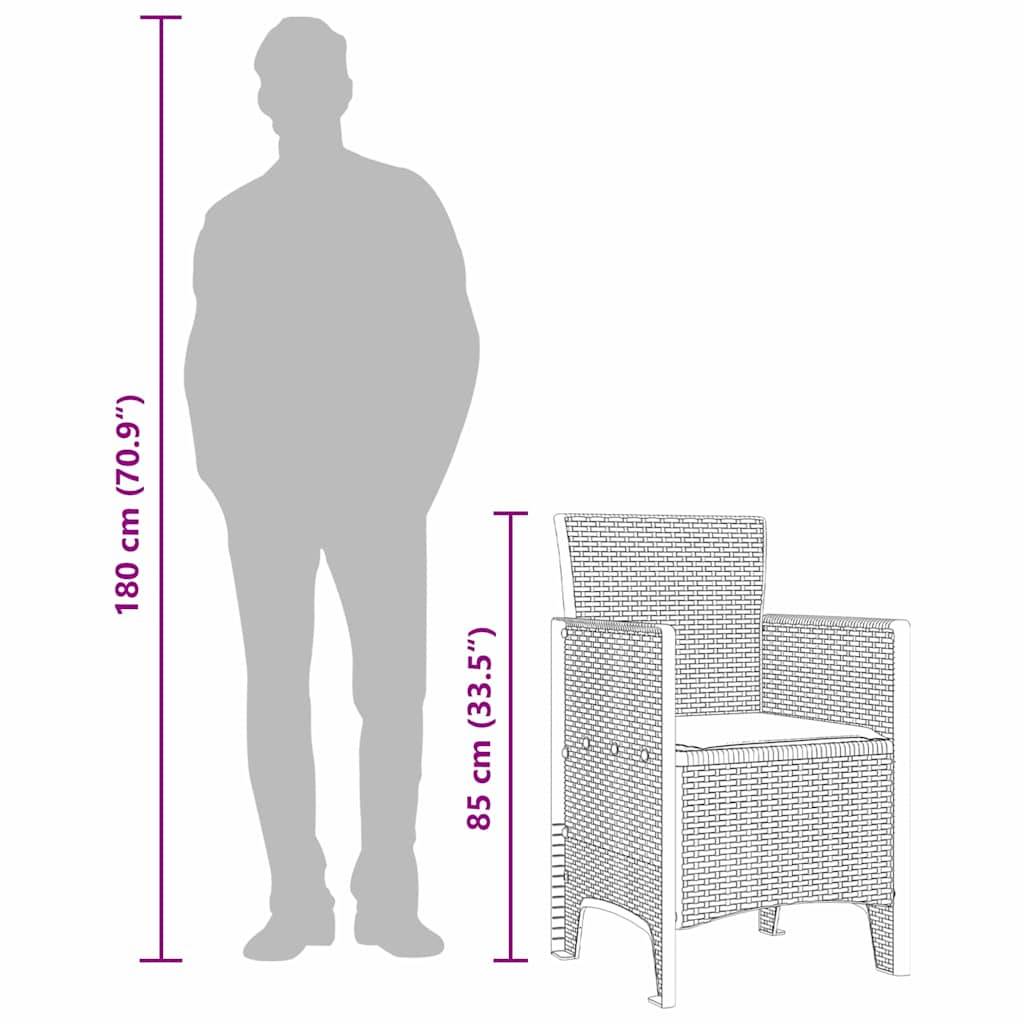 Mobilier de Jardin 4 Chaises en PP Effet Rotin Facile d'Entretien pour Extérieur Marron – ComfortXL Outdoor Living - Image 5