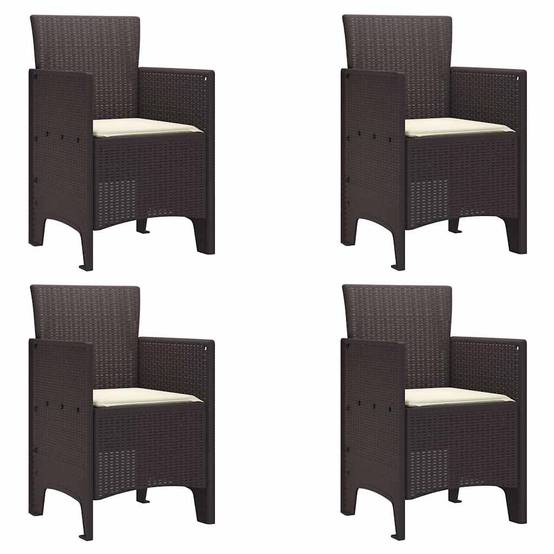 Mobilier de Jardin 4 Chaises en PP Effet Rotin Facile d'Entretien pour Extérieur Marron – ComfortXL Outdoor Living - Image 2