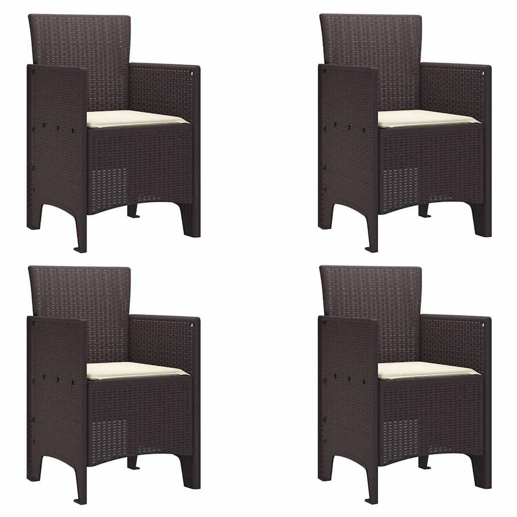 Mobilier de Jardin 4 Chaises en PP Effet Rotin Facile d'Entretien pour Extérieur Marron – ComfortXL Outdoor Living - Image 2