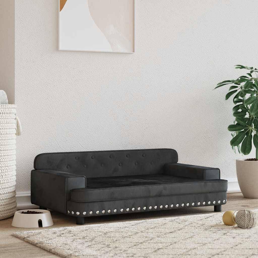 Lit pour chien velours noir 90 x 53 x 30 cm - PANGIVO - Image 1
