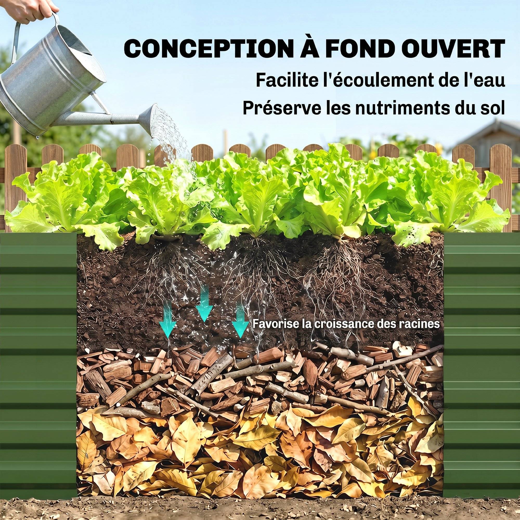 PANGIVO - Carré potager acier galvanisés gris 180 x 90 x 59 cm - PANGIVO - Image 8