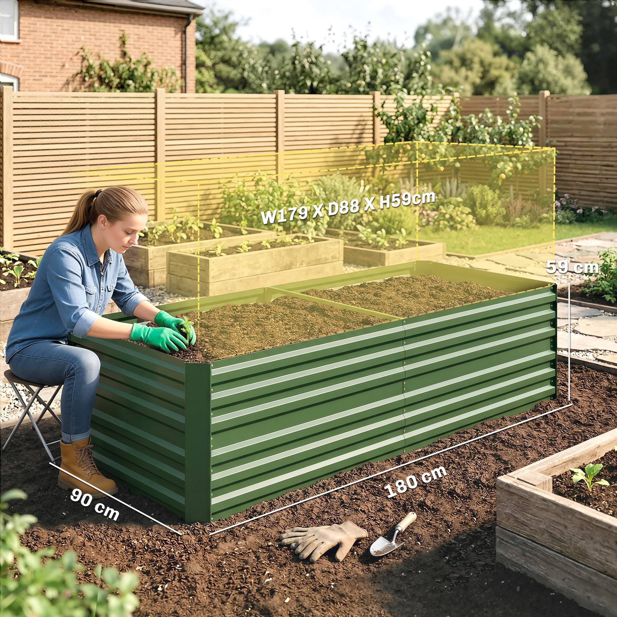 PANGIVO - Carré potager acier galvanisés gris 180 x 90 x 59 cm - PANGIVO - Image 5