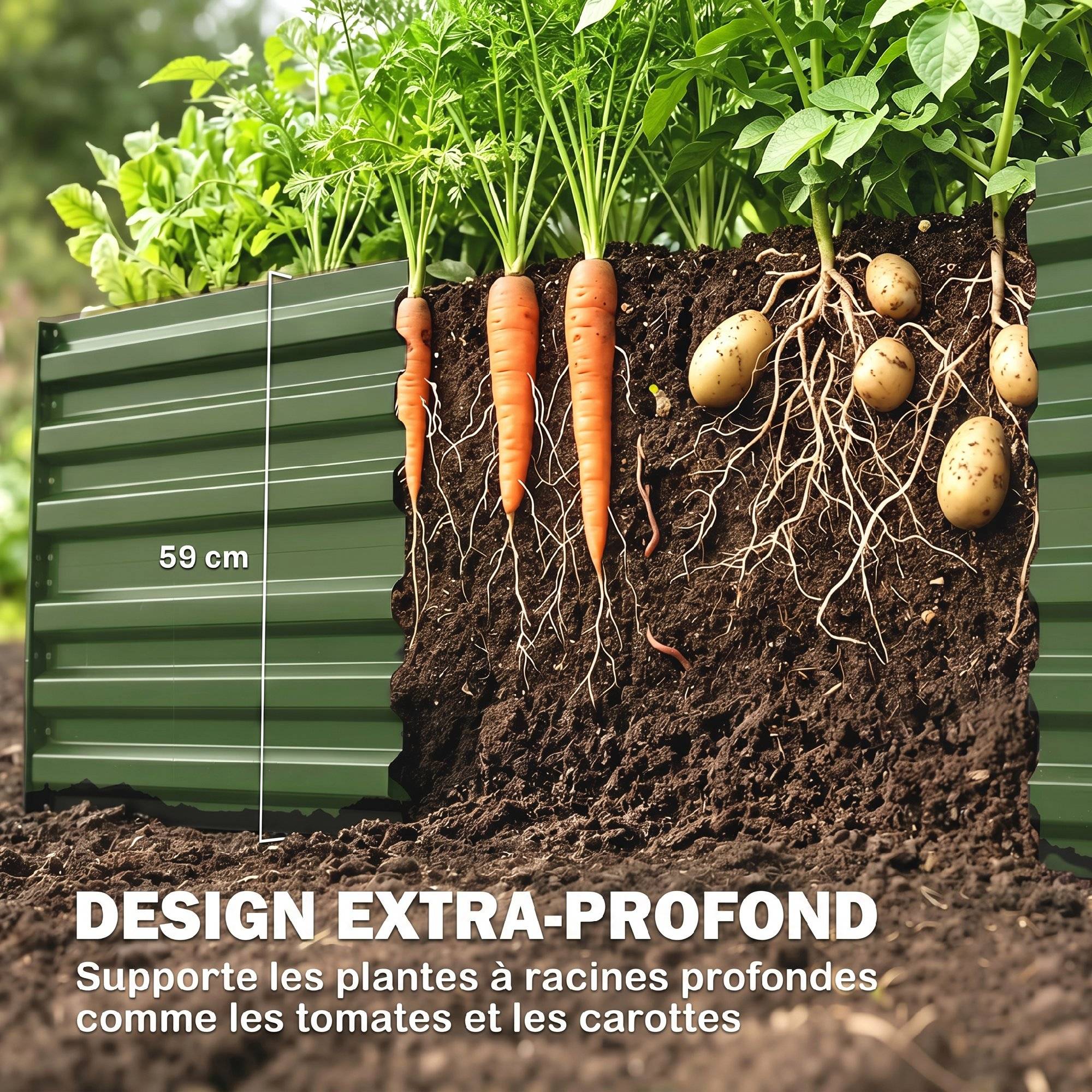 PANGIVO - Carré potager acier galvanisés gris 180 x 90 x 59 cm - PANGIVO - Image 6