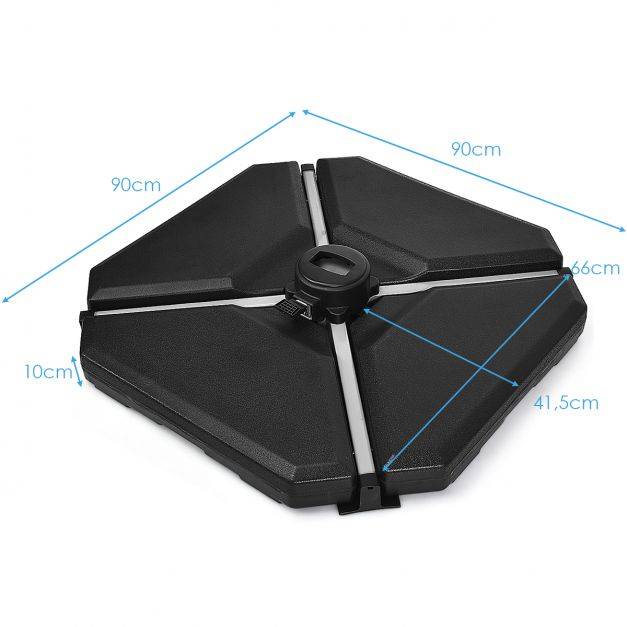 Helloshop26 - Base de parasol lourd 4 plaques 83 x 83 cm remplie d'eau ou de sable 70 kg avec trous de remplissage pour parasol déporté - Imagen 4