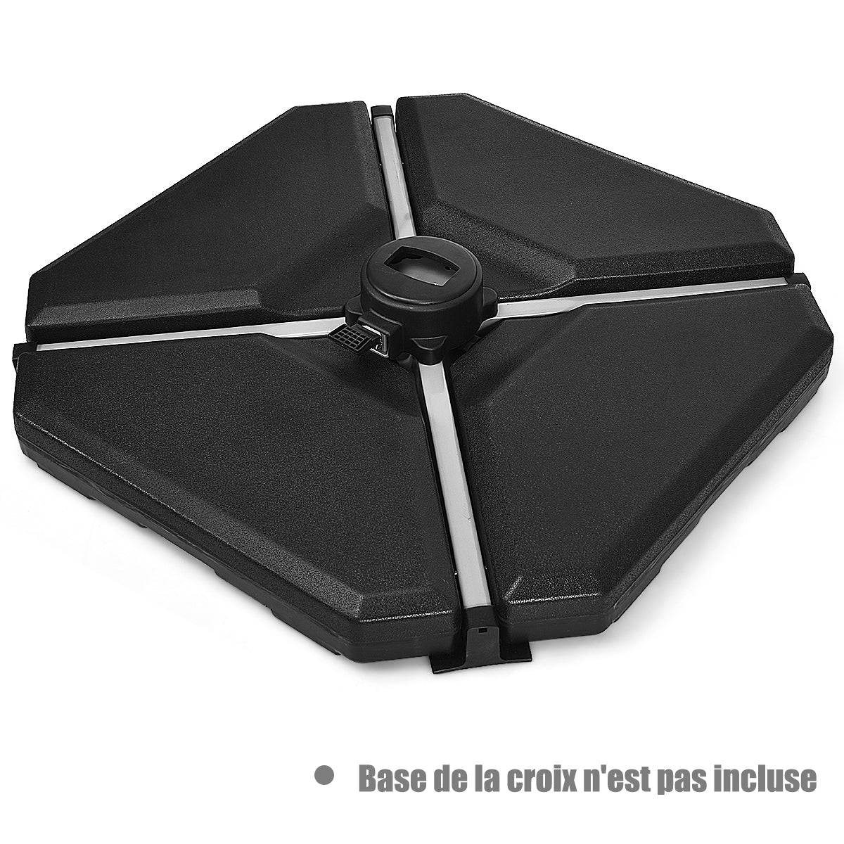 Helloshop26 - Base de parasol lourd 4 plaques 83 x 83 cm remplie d'eau ou de sable 70 kg avec trous de remplissage pour parasol déporté - Imagen 1