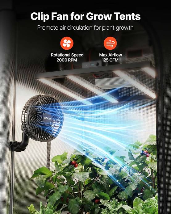 Vevor - VEVOR Ventilateur de Culture à Pince Oscillant USB-C 9 Vitesses Noir Lot de 2 - Image 2