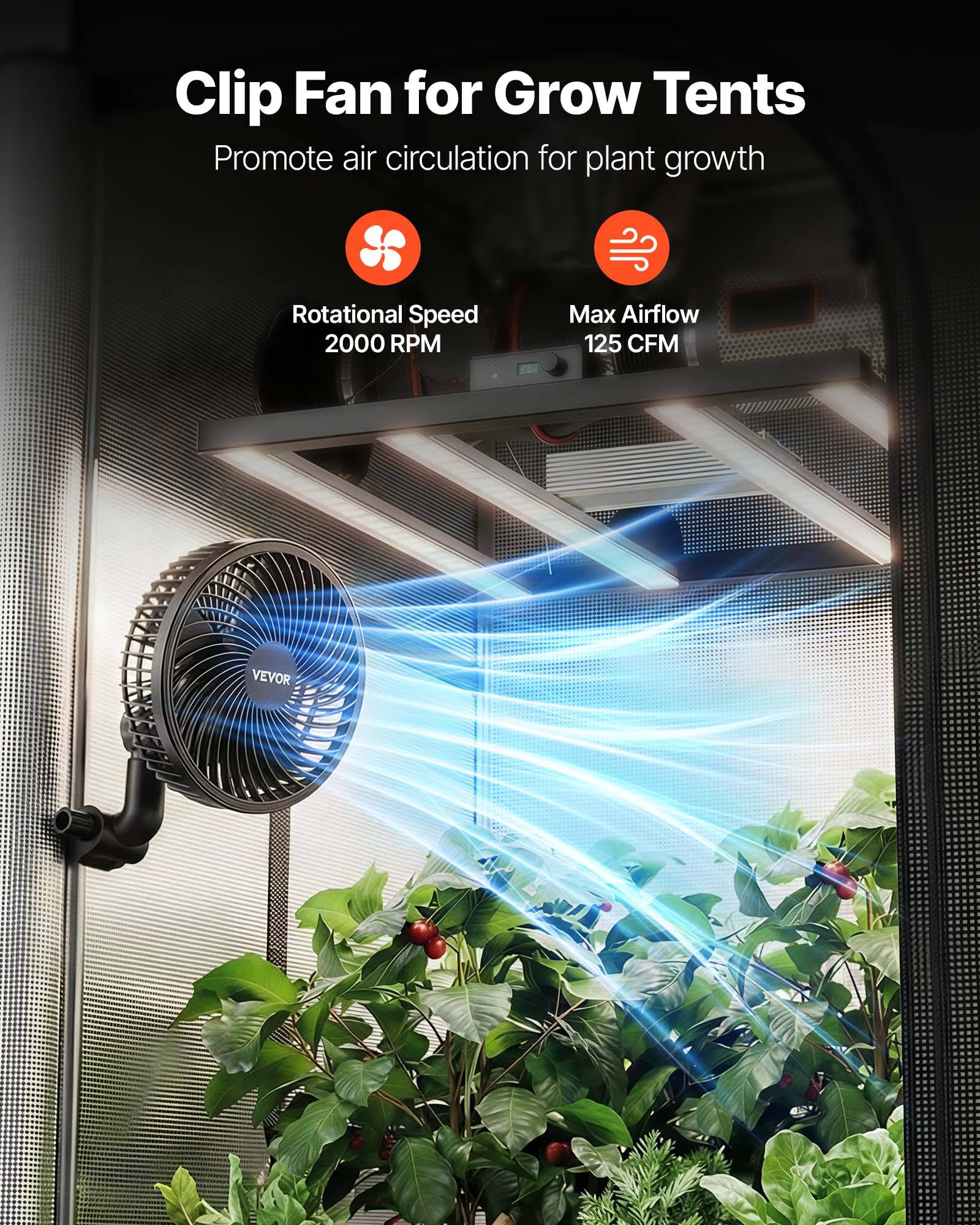Vevor - VEVOR Ventilateur de Culture à Pince Oscillant USB-C 9 Vitesses Noir Lot de 2 - Image 2