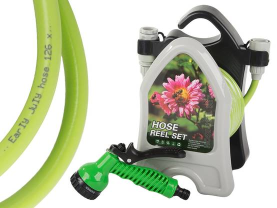 Tuyau d'arrosage de jardin sur pied avec pistolet enroulé 10m - Image 4