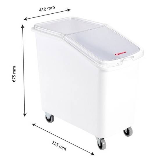 Bac à ingrédients 100 L + couvercle + 4 roues - chape inox - Gilac - Image 2