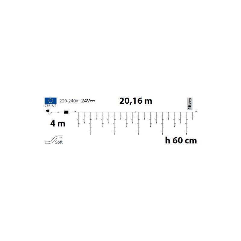 Lotti - Guirlande stalactite 20M H 60CM 480 LED blanc froid 8 programmes câble blanc 24V Lotti - Imagen 2