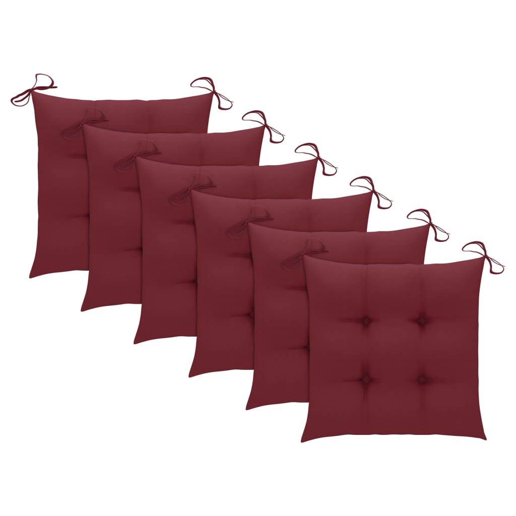 Lot de 6 chaises de jardin teck massif rouge bordeaux 55 x 60 x 89 cm - PANGIVO - Image 7