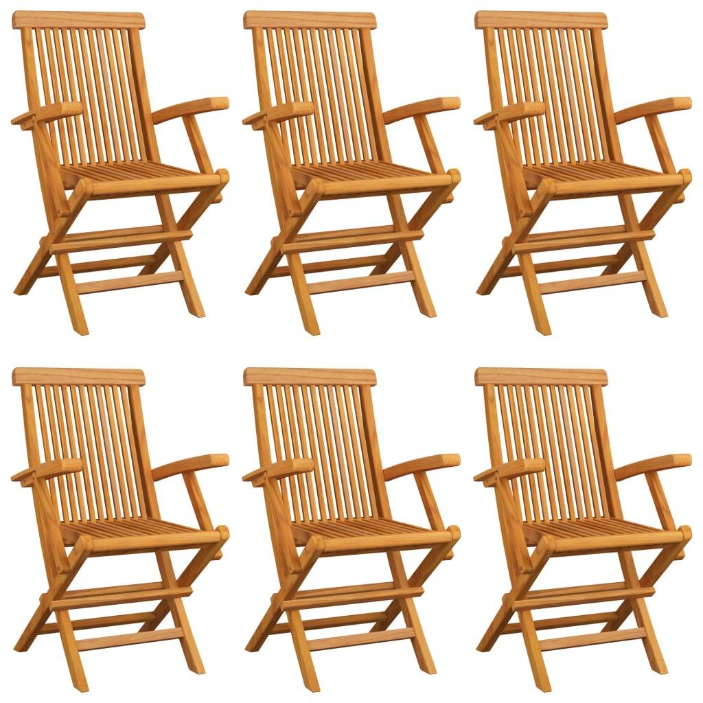Lot de 6 chaises de jardin teck massif rouge bordeaux 55 x 60 x 89 cm - PANGIVO - Image 3