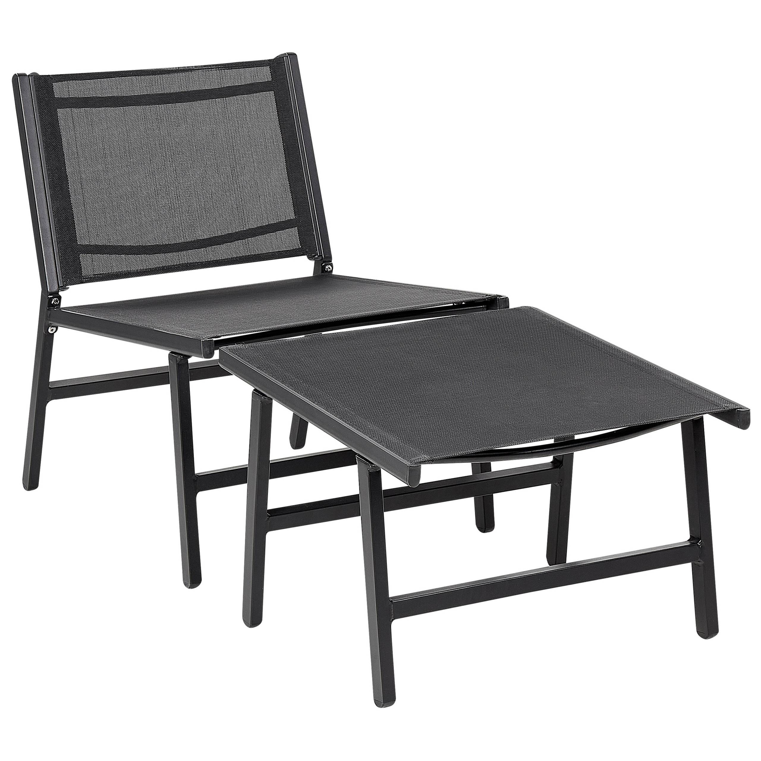 Beliani - Chaise de jardin Revêtement textile Noir MARCEDDI - Beliani - Imagen 2