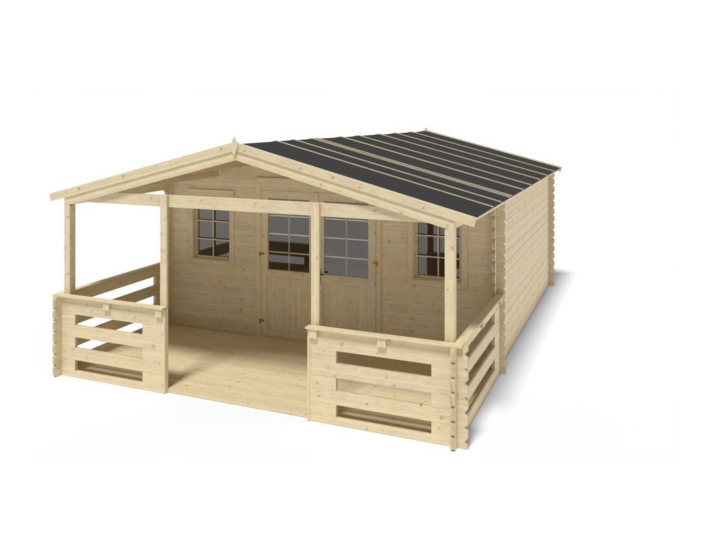Altanka - Abri de jardin en bois - 5x5 m + terrasse avec balustrade et avant-toit en bois - 35 m2 - DOM612+DOM613+DOM615+POD04 - ALTANKA - Imagen 1
