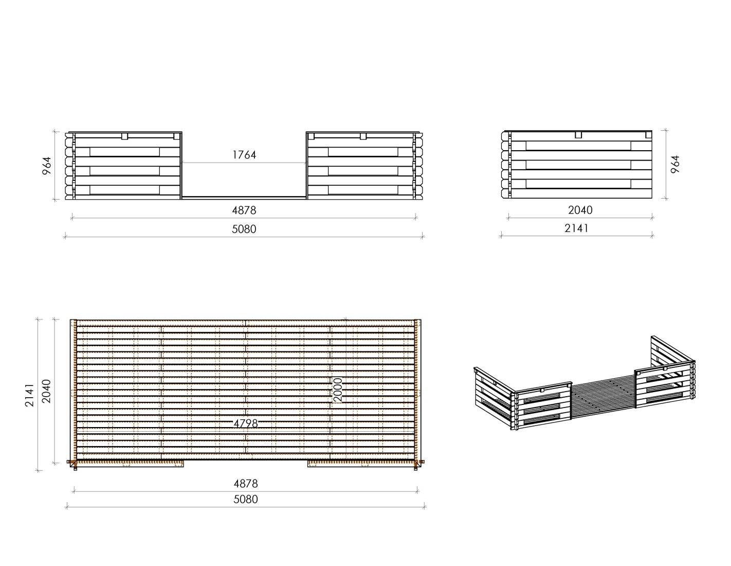 Altanka - Abri de jardin en bois - 5x5 m + terrasse avec balustrade et avant-toit en bois - 35 m2 - DOM612+DOM613+DOM615+POD04 - ALTANKA - Imagen 7