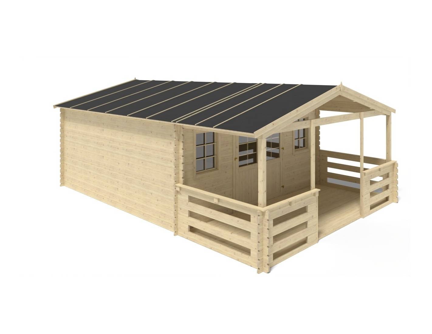 Altanka - Abri de jardin en bois - 5x5 m + terrasse avec balustrade et avant-toit en bois - 35 m2 - DOM612+DOM613+DOM615+POD04 - ALTANKA - Imagen 10